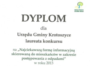 Gmina Krotoszyce laureatem konkursu