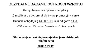 Bezpłatne badanie ostrości wzroku