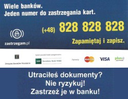 Informacje - System Zastrzegania Kart oraz System Dokumenty Zastrzeżone