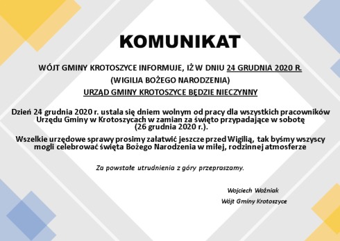 wigilia 24 2020 Urząd nieczynny
