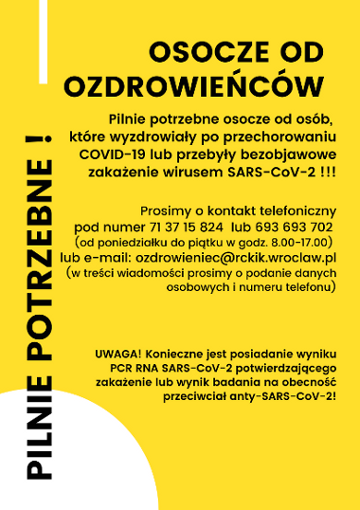 potrzebne osocze od ozdrowienców