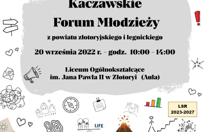 plakat informujący o zaproszeniu na kaczawskie forum młodzieży
