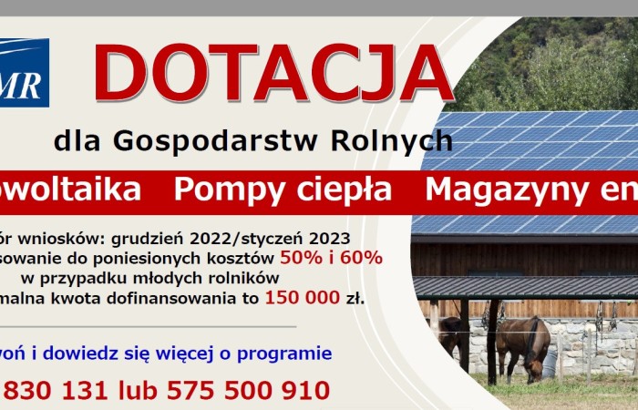 zdjęcie ulotki reklamującej dotacje dla rolników