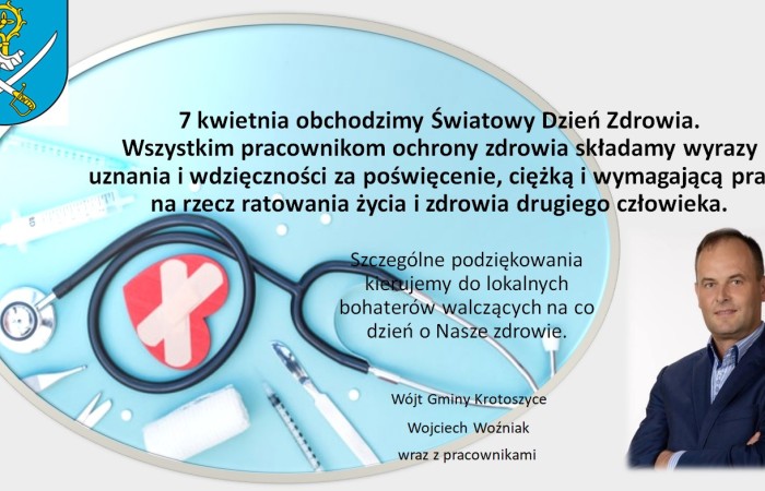 zdjęcie na tle życzeń z okazji światowego Dnia Zdrowia