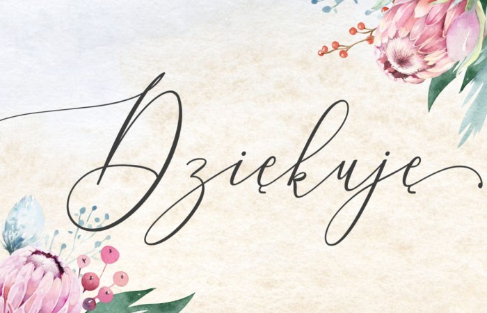 zdjecie napisu dziękuję na tle kwiatów