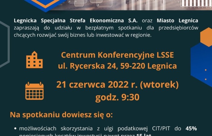 Plakat reklamujący spotkanie dla przedsiębiorców