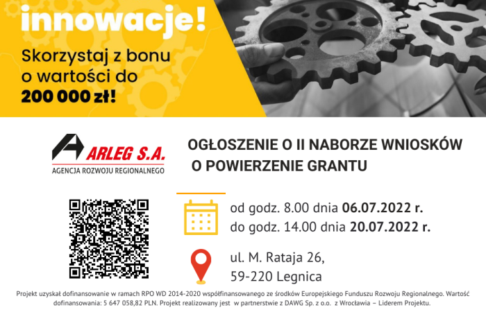 Baner reklamujący rozpoczęcie naboru wniosków